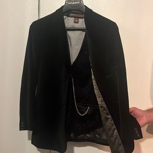 PerryEllis Polyester Double Breasted Jacket & Vest & Stuhrling Gold Pocket Watch